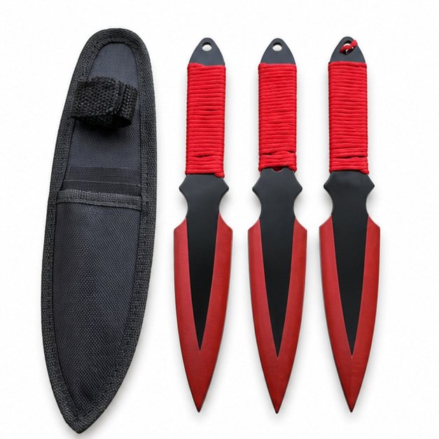 Practice Throwing Knife Set YF122 &ndash; 3-Piece, Red accent