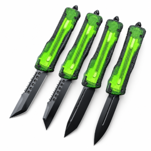 Transparent Handle OTF Knife &ndash; Green Polymer Shell